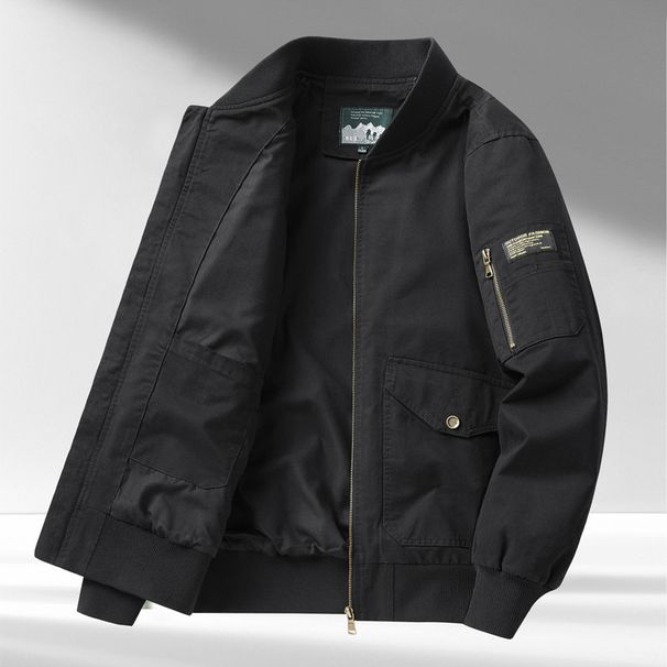 100% Cotton Baseball Collar Jacket For Men – Multi-Pocket Utility Coat With Corduroy Texture (M-5XL, Black/Khaki/Army Green)_viptrois.com