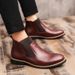 Men's Brogue Ankle Boots - Lightweight PU Leather Casual Shoes With Elastic Comfort & Subtle Lift - Classic British Style For Winter (Brown/Black/Red)_viptrois.com