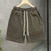 Houndstooth High-Waist Shorts For Men And Women Trendy Casual Retro Five-Point Loose Fit Beachwear Outerwear Summer Fashion_viptrois.com