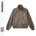 Men's Clothing Men's Wear 2024 retro stand up collar PU leather jacket men's autumn and winter new loose motorcycle jacket_viptrois.com