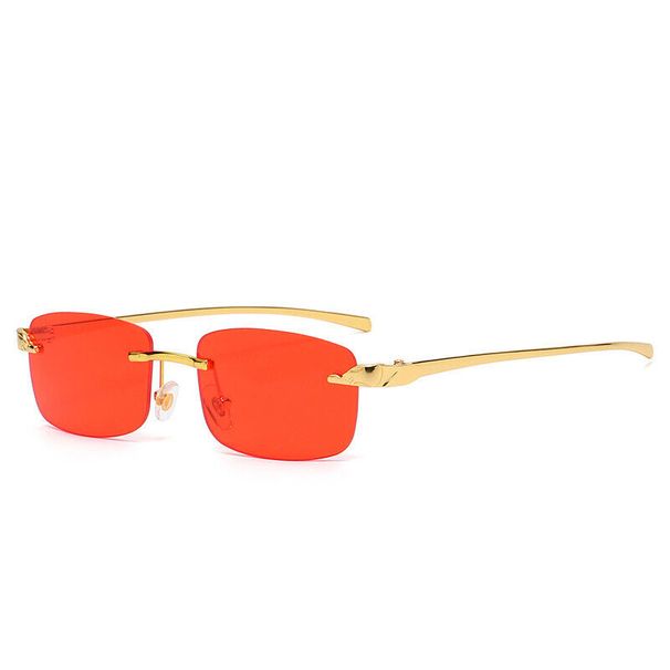 Fashionable Square Sunglasses Men's And Women's Retro Gold Frameless Hip-hop Tone Glasses_viptrois.com