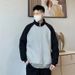 Pure Spring And Autumn New Sweatshirt High-end Color-blocking Design Simple Casual Turn-down Collar Loose Fit Plus Size Men_viptrois.com