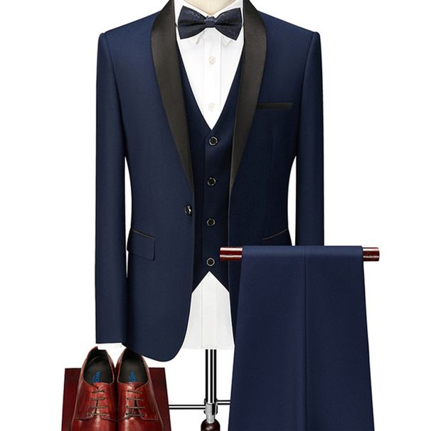Men's Clothing Three Piece Suit One Button Double Fork Slim Fit Fashion Business Suit_viptrois.com