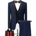 Men's Clothing Three Piece Suit One Button Double Fork Slim Fit Fashion Business Suit_viptrois.com
