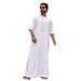 Men's Clothing Men's Simple Solid Color Round Neck Zipper Short Sleeve Shirt Robe_viptrois.com