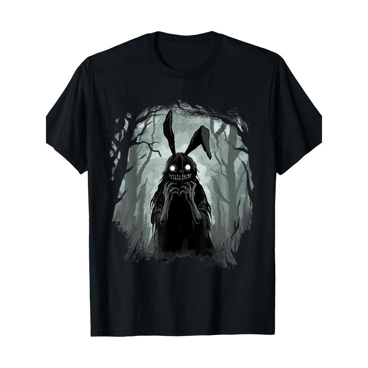 Camiseta Con Patrón Gótico Fantasma - 100% Algodón, Camiseta Casual Cuello Redondo Hombres, Estaciones, Conejo Malvado,_viptrois.com