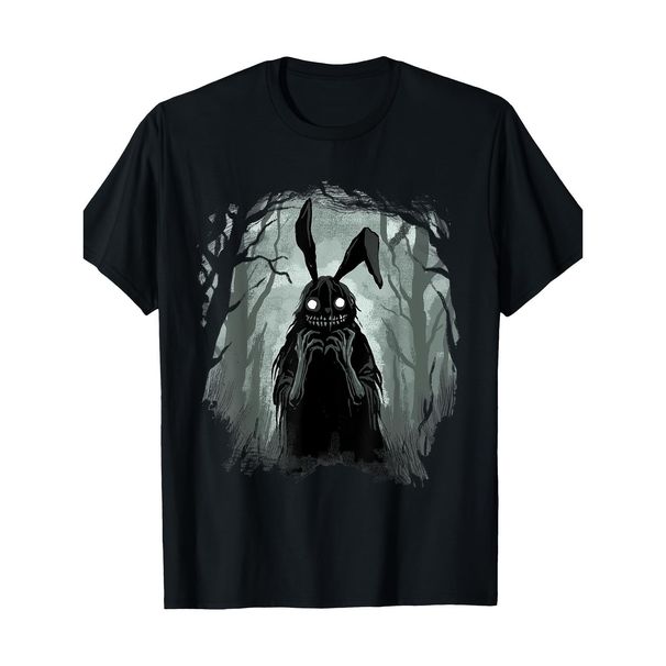 Camiseta Con Patrón Gótico Fantasma - 100% Algodón, Camiseta Casual Cuello Redondo Hombres, Estaciones, Conejo Malvado,_viptrois.com