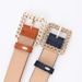 Women's Belt Hollow Square Buckle Women's Decorative Belt Elegant Simple Jeans Belt _viptrois.com
