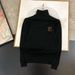 Tendy Band Autumn Winte New Chest Emboidey Classic Lette Patten Men's Casual Business Wam Knit Tutleneck_viptrois.com