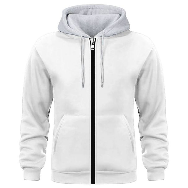Cross-Border Foreign Trade New Men's Zipper Hooded Long Sleeve Solid Color Top Fleece Casual Sports Fashion Sweatshirt_viptrois.com