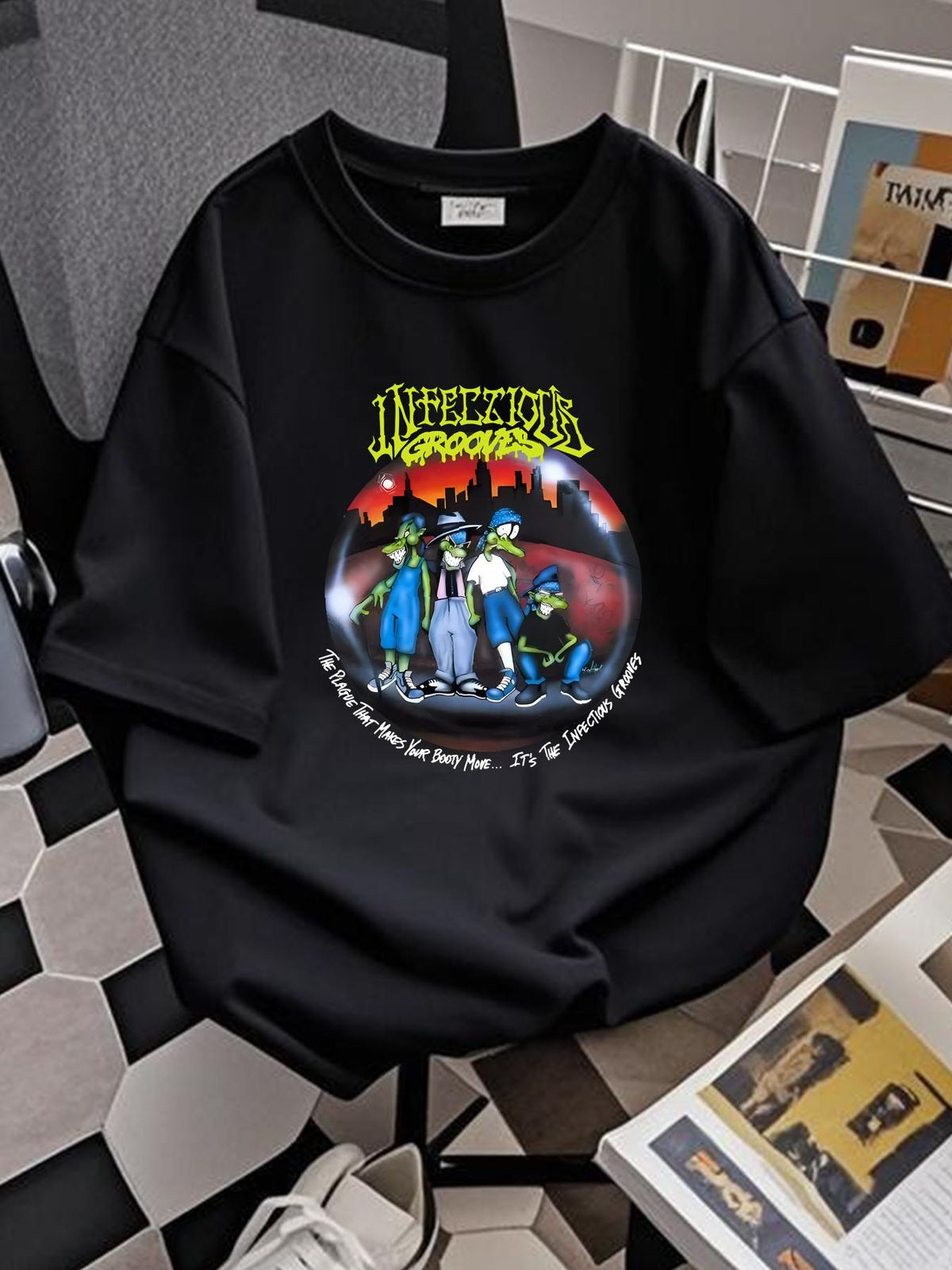 Infectious Grooves Band Hip Hop Gift For Fan Cotton Black All Size T-Shirt TMA44 Soft Stylish Breathable Fashion Summer Unisex Graphic Casual_viptrois.com