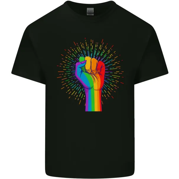 LGBT Fist Gay Pride Day Awareness Mens Cotton T-Shirt Mens Womens Tees Top Tee Top_viptrois.com