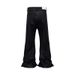 Men's Clothing High Street Waxed Coated Wide Leg Jeans With Ripped Patches Loose Flared Pants_viptrois.com
