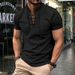 24 Summer Men's Thin V-Neck V-Tie Casual Personality Sports Short Sleeve T-Shirt For Youth_viptrois.com