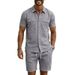 Men's Solid Color Collared Shirt Summer Sporty Casual Short Sleeved With Multiple Pockets New Suit_viptrois.com