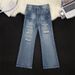 Men's Clothing Jeans Men And Women Summer High End Fashion Brand Flared Loose Vibe Mopping Trousers_viptrois.com