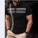 Men's Clothing Men's Striped Print Short Sleeved Polo Shirt Men's Casual Tops_viptrois.com