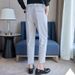 Spring And Summer New Men's Suit Pants Men's Solid Color Non-ironing Casual Pants Commuting To Work Slim-fitting Solid Color Nine-point Pants_viptrois.com