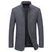 Men's Wool Blend Stand Collar Overcoat - Business Casual Winter Coat With Cotton Lining, Wrinkle-Free & Multi-Pocket Design_viptrois.com