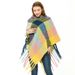 Unisex Loop yarn coarse tassel cape for women's thickened colored plaid cape_viptrois.com