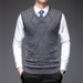 Men's Wool Blend Vest Spring Autumn Casual V-Neck Sweater Solid Color Base Shirt Business Fashion Stylish_viptrois.com