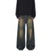 Men's Clothing & Archer0603 & Retro Washed American High Street Yellow Mud Color Wide Leg Jeans Men's Floor Length Distressed Straight Leg Pants_viptrois.com