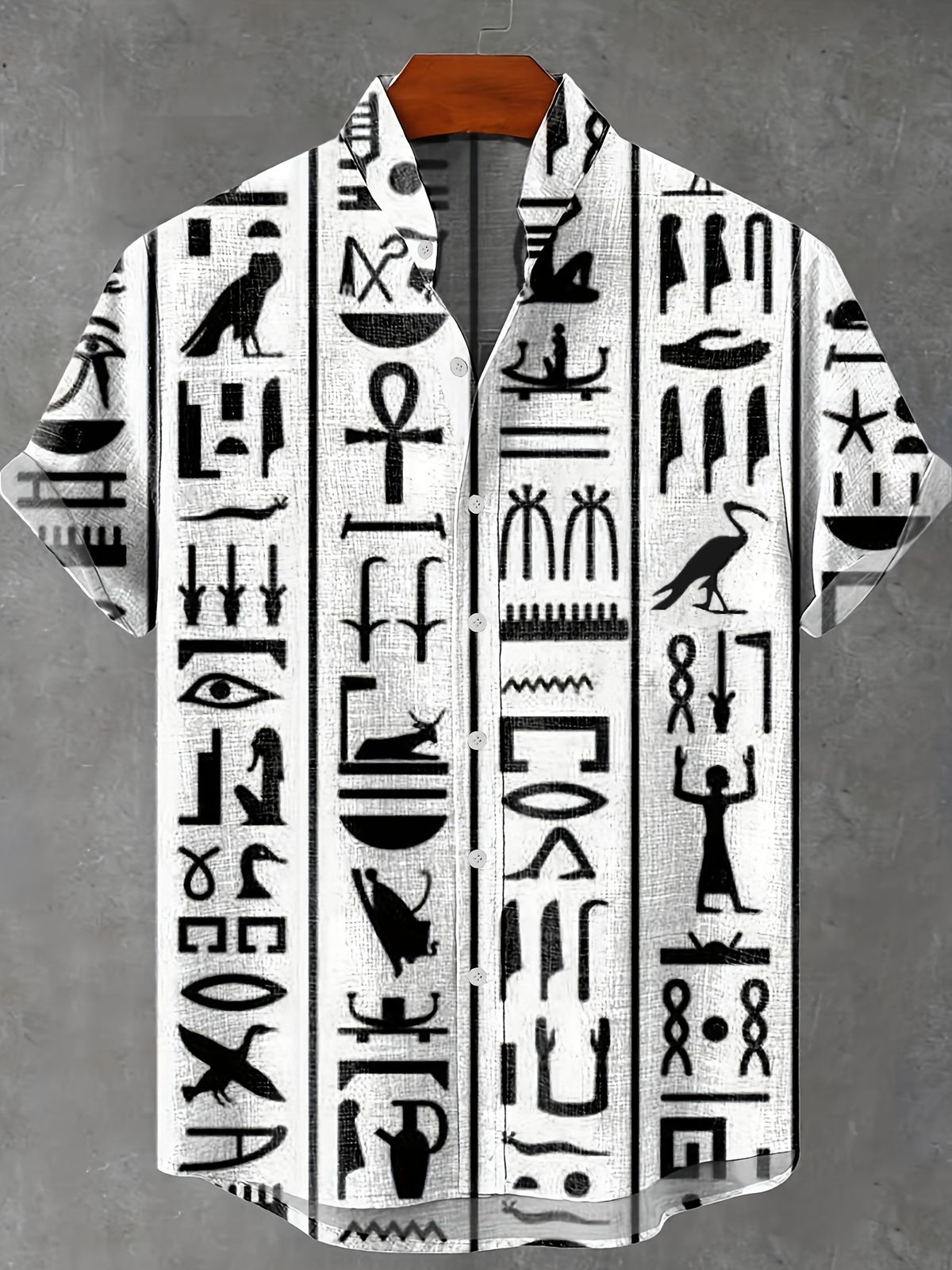 Summer Digital Print Tribal Henley Shirt For Men Short Sleeve Six Button American Style Youth Fashion_viptrois.com