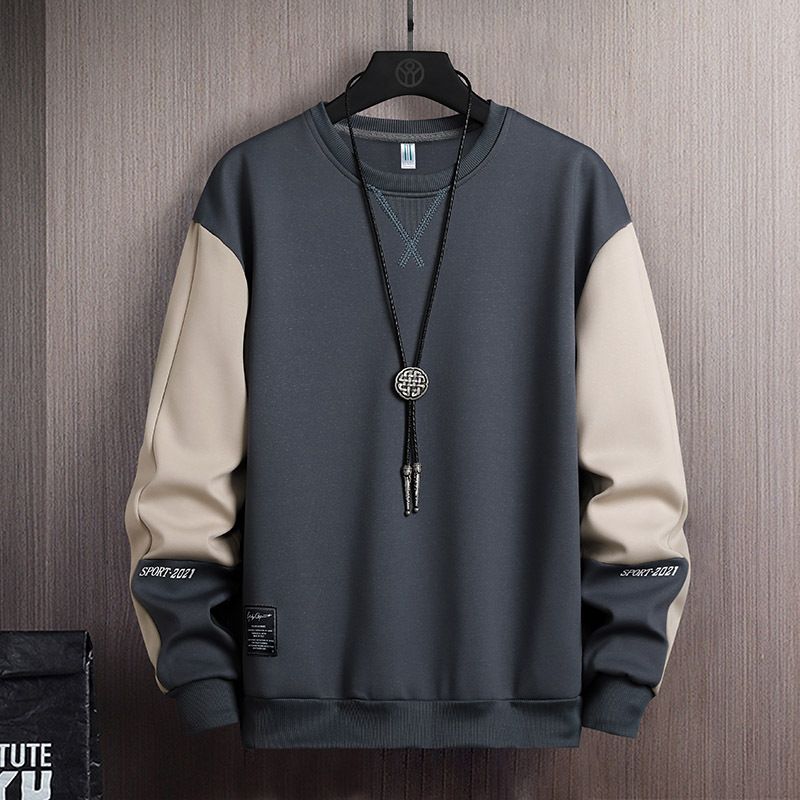 Men's Clothing Sweatshirt Men 2024 Spring New Men's Sweatshirt Spring And Autumn Round Neck New Loose Long Sleeved Bottoming T Shirt Men_viptrois.com