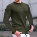 Men's Casual Checkered Knit Long Sleeve T-Shirt - Loose Fit Round Neck Pullover Top For Spring & Fall_viptrois.com