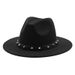 New rivet decorated large brim jazz hat British style personality hat autumn and winter woolen hat western cowboy hat_viptrois.com