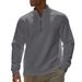 Men's Fleece-Lined Solid Color Stand Collar Pullover Sweatshirt - Warm Long Sleeve Casual Top For Autumn & Winter_viptrois.com