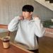 Autumn Hoodie Men's Half Zip Hooded Sweater Thick Knit Sweater Jacket_viptrois.com