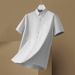 Men's Clothing Plus Size Summer Short Sleeved Shirt Fat Guy Loose Casual Oxford Cotton Striped Pointed Collar Shirt_viptrois.com