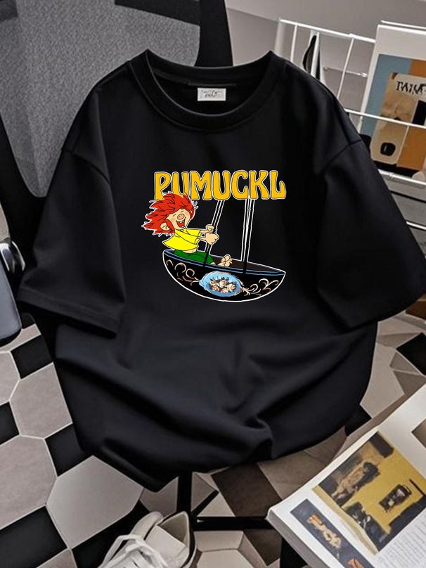 NWT Pumuckl Swing Funny Fictional Character T Shirt Summer Soft Streetwear Stylish Top For Everyday Wear Comfortable Breathable Fashion Casual_viptrois.com
