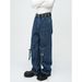 Multi-pocket paneled wide-leg work jeans_viptrois.com