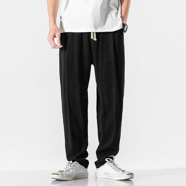 Spring and Summer Linen Pants Men's Loose Large Size Draped Wide-Leg Pants Fashionable Elegant Straight-Leg Wide-Leg Pants_viptrois.com