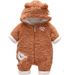 Unisex Baby Fleece-Lined Hooded Romper With Bear Paw Design - Soft & Warm Winter Outfit For Newborns (0-12M, 59-80cm)_viptrois.com