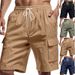 Men's Summer Beach Shorts Style Breathable Linen Loose Fit Multi Pocket Squat Jogging Work_viptrois.com