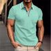 Men's Clothing Collar Striped Casual Polo Shirt Lapel Button Business Versatile T Shirt Top_viptrois.com