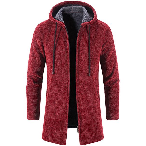 Men's Stylish Fleece-Lined Knit Cardigan - Cozy Winter Hooded Sweater With Sherpa Collar, Loose Fit Long Sleeve Pullover For Casual_viptrois.com