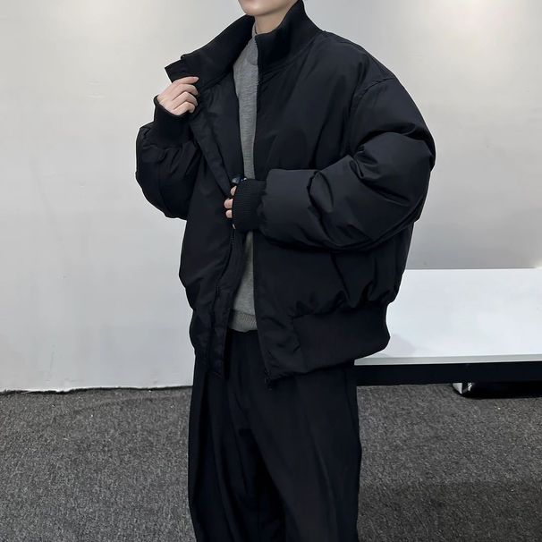2025 New American Style Men's Winter Oversized Flight Coat High-End Cool Short Stand Collar Cotton Jacket_viptrois.com