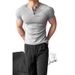 Men's Slim Fit Henley T-Shirt - Heavyweight Cotton Short Sleeve Muscle Tee_viptrois.com