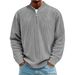 Men's Clothing Corduroy Stand Collar Zip-Up Long Sleeve Shirt - Autumn Casual Pullover Top With Stylish Stitching Details (Multiple Colors Available)_viptrois.com