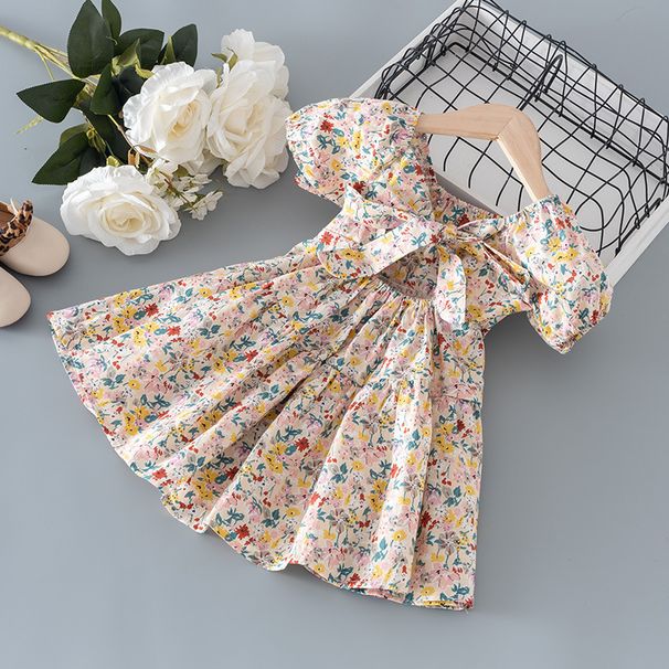 Mother & Kids Girls Dress New Summer Dress Stylish Little Girl Princess Dress Pure Cotton Summer Children's Cotton Floral Dress_viptrois.com