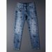 Men's Slim Fit Printed Ripped Patches Jeans Midweight Cotton Skinny Pants Long Cropped Denim Style Casual Mid Waist Jeans_viptrois.com