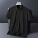 Plus Size Sports Casual Ice Silk Polo Shirt For Men, Summer Loose Fit, Versatile, Breathable, Quick-Dry Short Sleeve_viptrois.com