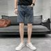 Summer Thin Starry Sky Pattern Denim Shorts Men Loose Straight American Style Trendy Casual Five-Point Mid-Length Pants_viptrois.com