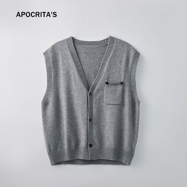 Nordmann APO Men's Clothing|Cross-Border Sweater Men And Women Autumn Winter Korean Style Loose V-Neck Knitted Cardigan Vest_viptrois.com