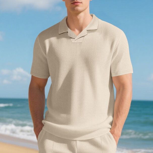 Men's Summer Shirt American Style Loose Casual Burke Collar Short Sleeve Breathable Cotton Blend In White Black Blue_viptrois.com