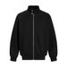 Trendy American Style Stand Collar Jacket Sweatshirt Men's Spring Autumn Loose Versatile Solid Color Sports Shirt Casual_viptrois.com